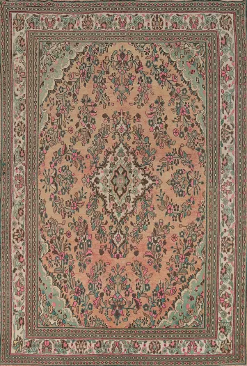 Floral Wool Medallion Hamedan Persian Area Rug 7x10