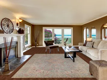 Geometric Blue Tabriz Persian Area Rug 8x11