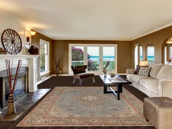 Geometric Blue Tabriz Persian Area Rug 8x11