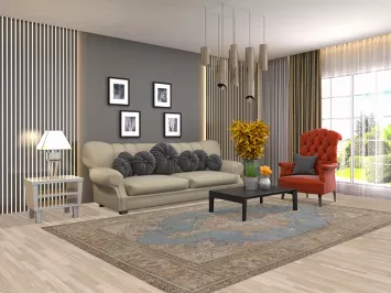 Handmade Blue Tabriz Persian Area Rug 6x10