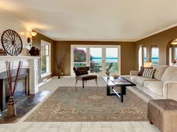 Blue Floral Medallion Tabriz Persian Area Rug 9x12