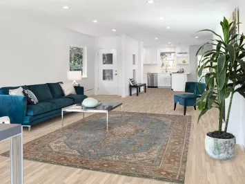 Geometric Blue Tabriz Persian Area Rug 6x9