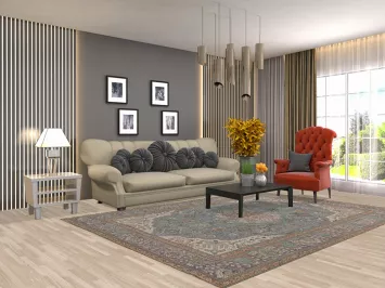 Blue Handmade Tabriz Persian Area Rug 7x9