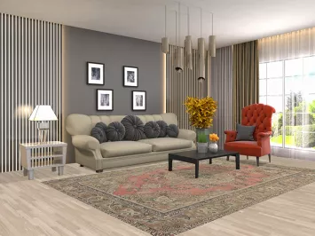 Vintage Pink Floral Tabriz Persian Area Rug 6x10