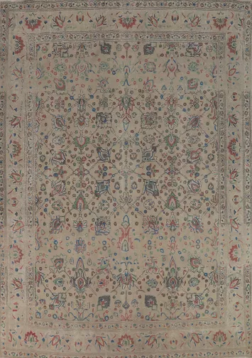 All-Over Floral Tabriz Persian Area Rug 10x12