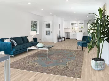 Blue Geometric Tabriz Persian Area Rug 7x10