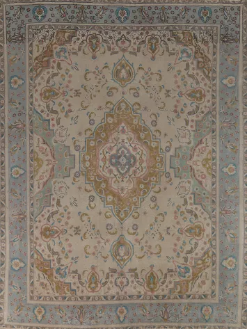 Vintage Wool Medallion Tabriz Persian Area Rug 10x12