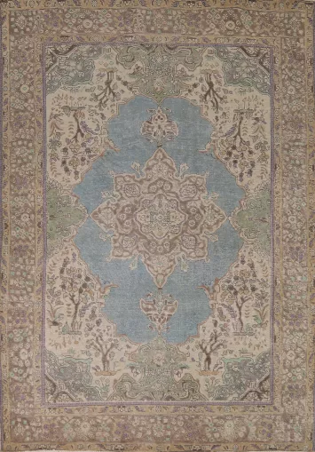 Blue Handmade Tabriz Persian Area Rug 7x9