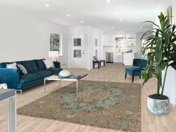 Aqua Green Medallion Tabriz Persian Area Rug 6x9