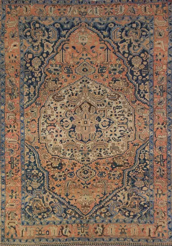 Orange Wool Bakhtiari Persian Area Rug 7x10