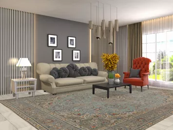 Light Blue Vintage Tabriz Persian Area Rug 9x13