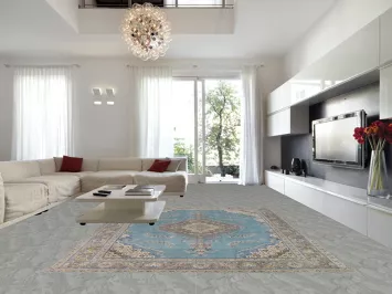 Light Blue Medallion Tabriz Persian Area Rug 10x13