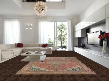 Pink Geometric Tabriz Persian Area Rug 10x13