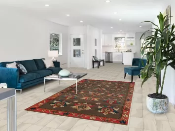 All-Over Brown Floral Gabbeh Persian Area Rug 5x9