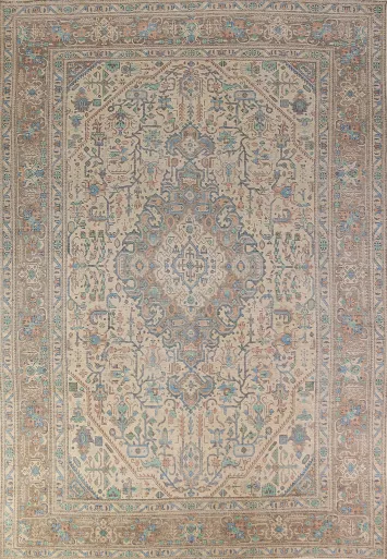 Geometric Wool Tabriz Persian Area Rug 8x11