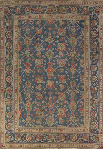 Handmade Blue Floral Tabriz Persian Area Rug 6x10