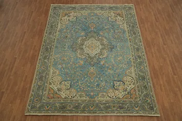 Blue Floral Tabriz Persian Area Rug 10x13