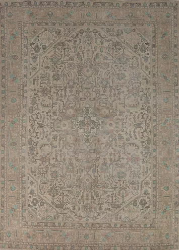 Vintage Geometric Tabriz Persian Area Rug 8x11
