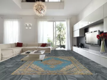 Blue Medallion Wool Tabriz Persian Area Rug 10x13