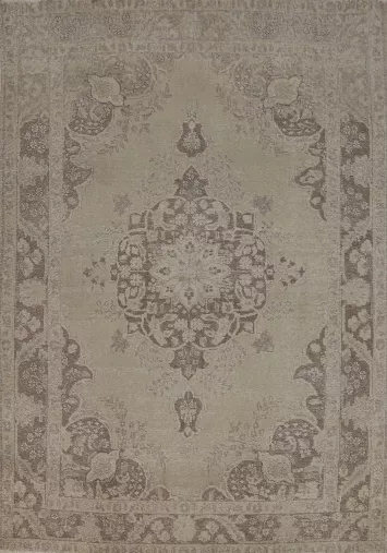 Distressed Wool Tabriz Persian Area Rug 7x9