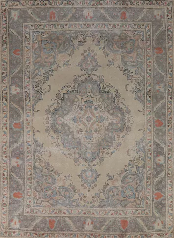 Vintage Geometric Tabriz Persian Area Rug 8x11