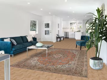 Orange Geometric Tabriz Persian Area Rug 6x9