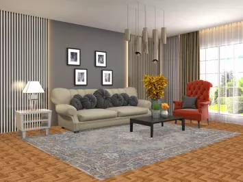 Gray Vintage Wool Tabriz Persian Area Rug 7x9