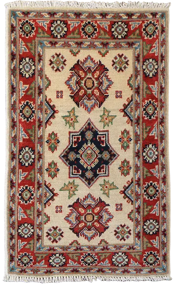 Wool Geometric Kazak Oriental Accent Rug 2x3