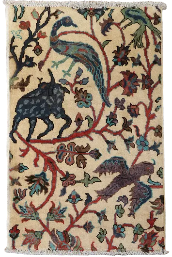 Animals Design Wool Ziegler Oriental Accent Rug 2x3