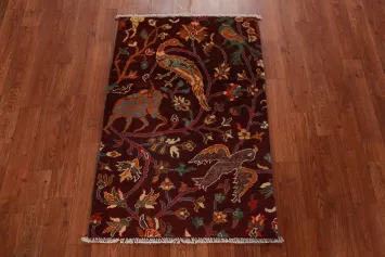 Animals Design Red Ziegler Accent Rug 2x3