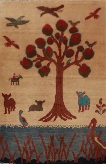 Animals Pictorial Wool Kazak Oriental Accent Rug 2x3