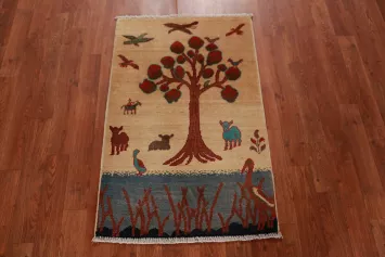 Animals Pictorial Wool Kazak Oriental Accent Rug 2x3