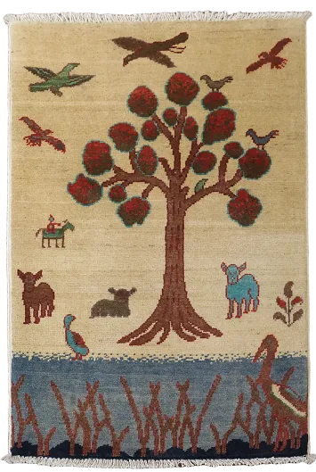 Animals Pictorial Wool Kazak Oriental Accent Rug 2x3