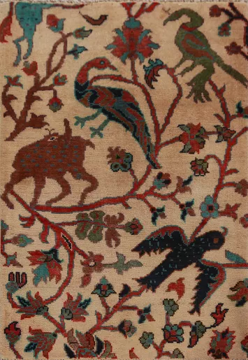 Animals Design Wool Kazak Oriental Accent Rug 2x3