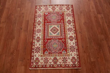 Red Wool Kazak Oriental Accent Rug 2x3