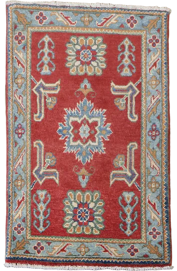Red Geometric Kazak Oriental Accent Rug 2x3