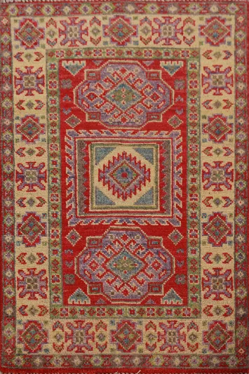 Geometric Wool Kazak Oriental Accent Rug 2x3