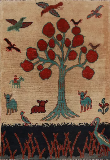 Animals Wool Pictorial Kazak Oriental Accent Rug 2x3