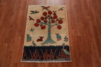 Animals Wool Pictorial Kazak Oriental Accent Rug 2x3