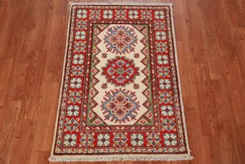Ivory Wool Kazak Oriental Accent Rug 2x3
