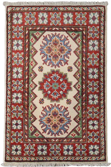Ivory Wool Kazak Oriental Accent Rug 2x3