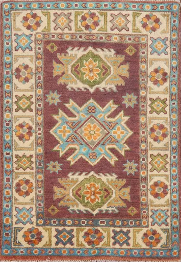 Wool Geometric Kazak Oriental Accent Rug 2x3