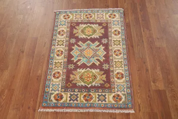 Wool Geometric Kazak Oriental Accent Rug 2x3