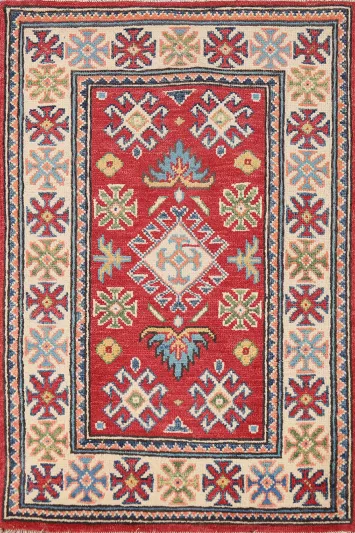 Wool Red Kazak Oriental Accent Rug 2x3