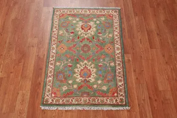 Wool Green Floral Kazak Oriental Accent Rug 2x3