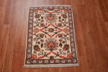 Wool Ivory Floral Kazak Oriental Accent Rug 2x3