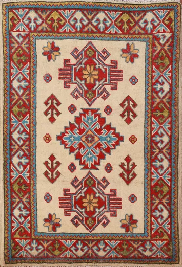 Wool Geometric Kazak Oriental Accent Rug 2x3