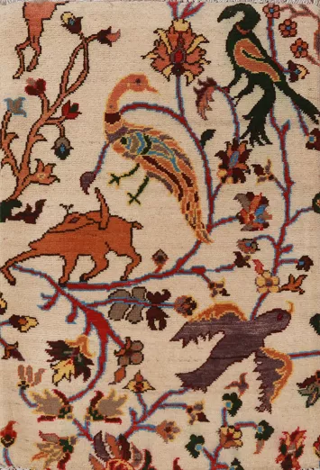 Animals Wool Kazak Oriental Foyer Rug 2x3