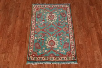 Turquoise Wool Kazak Oriental Foyer Rug 2x3