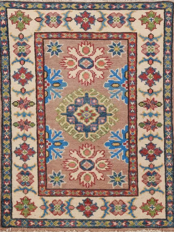 Wool Geometric Kazak Oriental Accent Rug 2x3